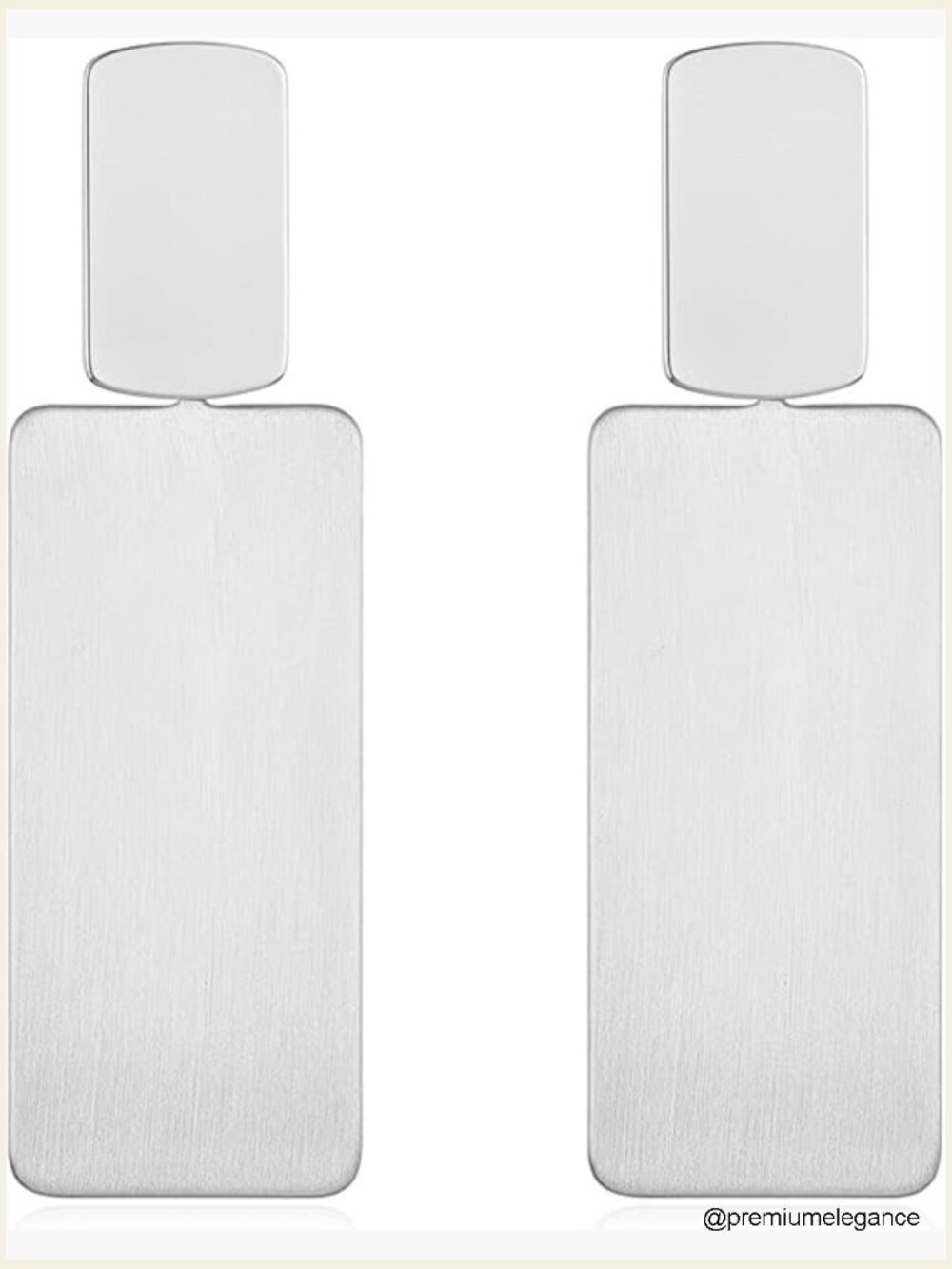 Geometric Drop Dangle Earrings, Rectangular Minimalist Jewelry, Silver Tone
